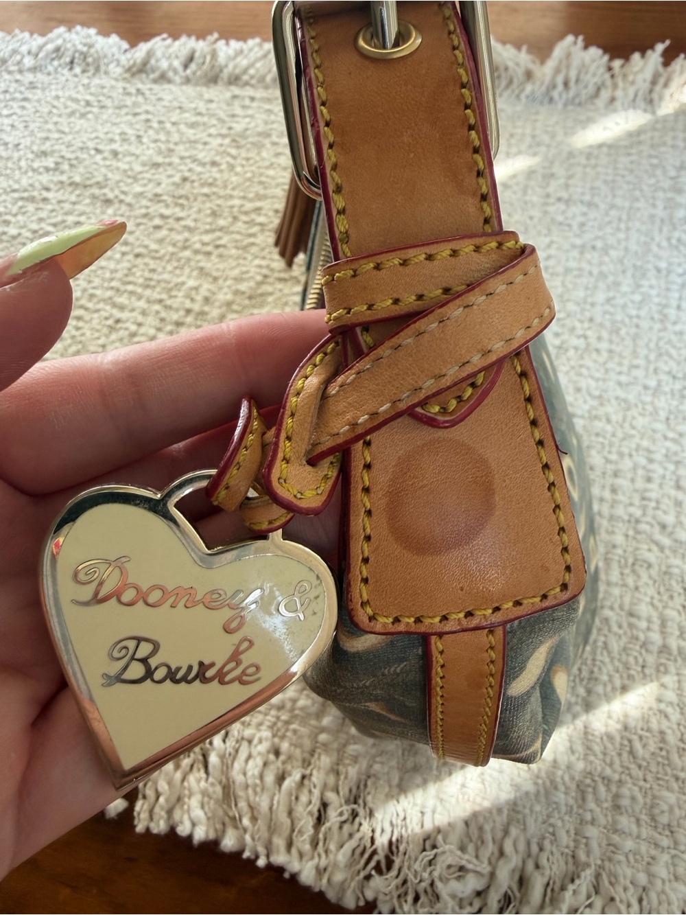 VINTAGE Dooney & Bourke Logo-Print Hobo with Tan Trim - Picture 5 of 7
